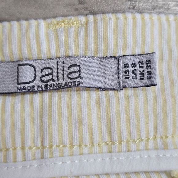 DALIA Yellow White Seersucker Capri Retro Pinup Sunny Fun Happy Bright Size 8 - Picture 3 of 12
